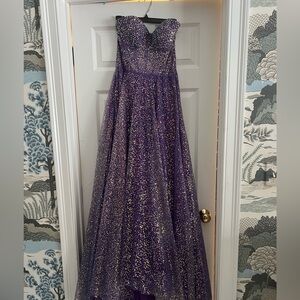 La Femme Lavender Sequin Gown